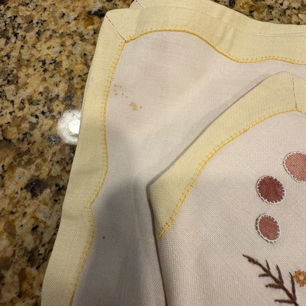 Boolehands Vintage Mid Century Handmade Crab Applique Napkins Place Mat Set of 5